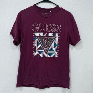 GUESS Los Angeles Graphic T Shirt‎ Burgundy Mens Size Medium